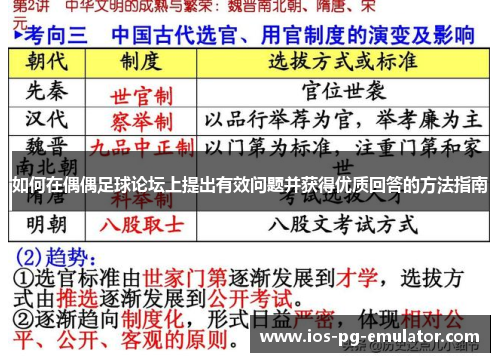 如何在偶偶足球论坛上提出有效问题并获得优质回答的方法指南
